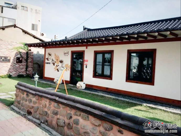 韩国咖啡厅墙体彩绘,.店铺外墙墙绘,咖啡豆手绘墙画,